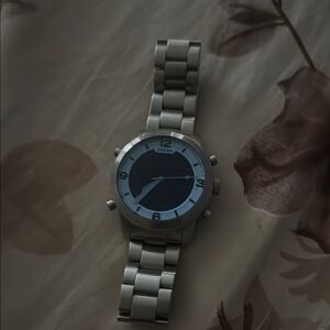 Fossil Silver Watch with Dark Dial